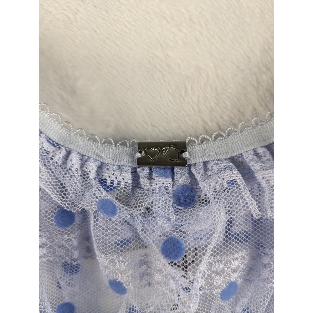 NWT For Love & Lemons Lace Mini Dress Polka Dot Ruffle Party Puff Sleeve M - Picture 12 of 14